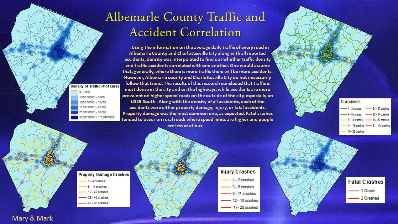 Mary Davis mapped traffic in Albemarle County to correlate traffic density with accidents