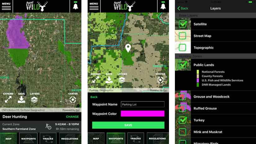 Hunt wild wisconsin map screens
