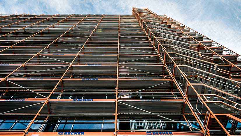 Building scaffolding symbolizes a second skin for retrofits