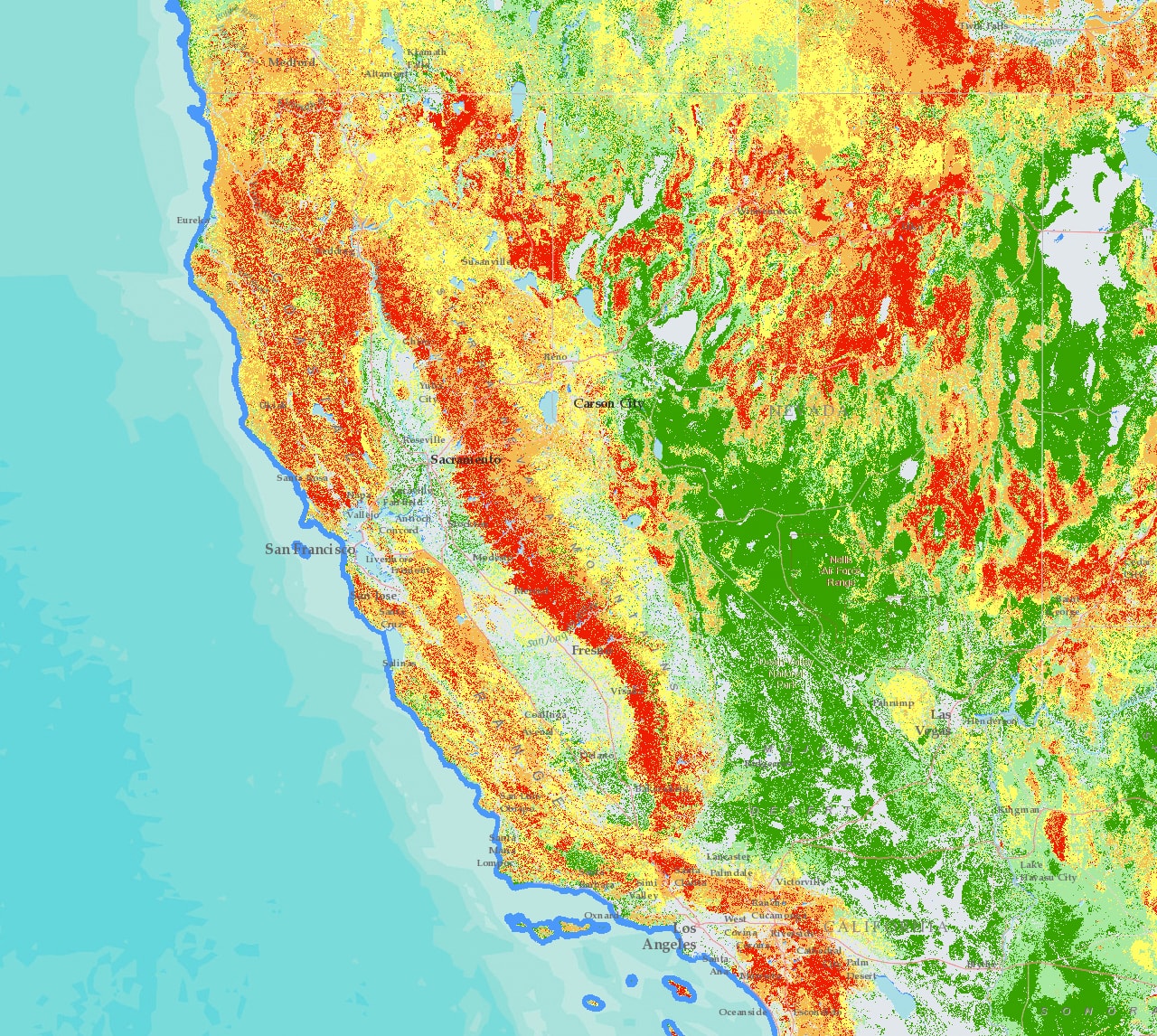 Potencial de Riscos de Incêndio Florestal | Dados da Esri