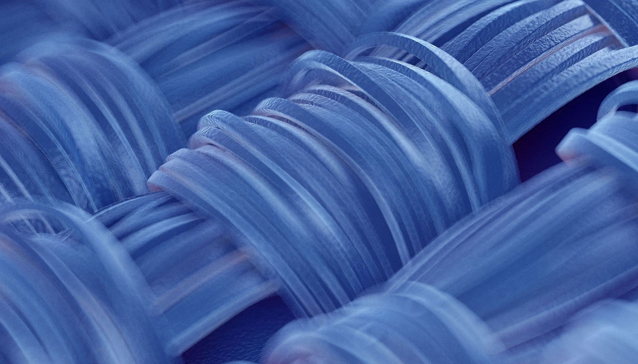 Primer plano de fibras tejidas de color azul